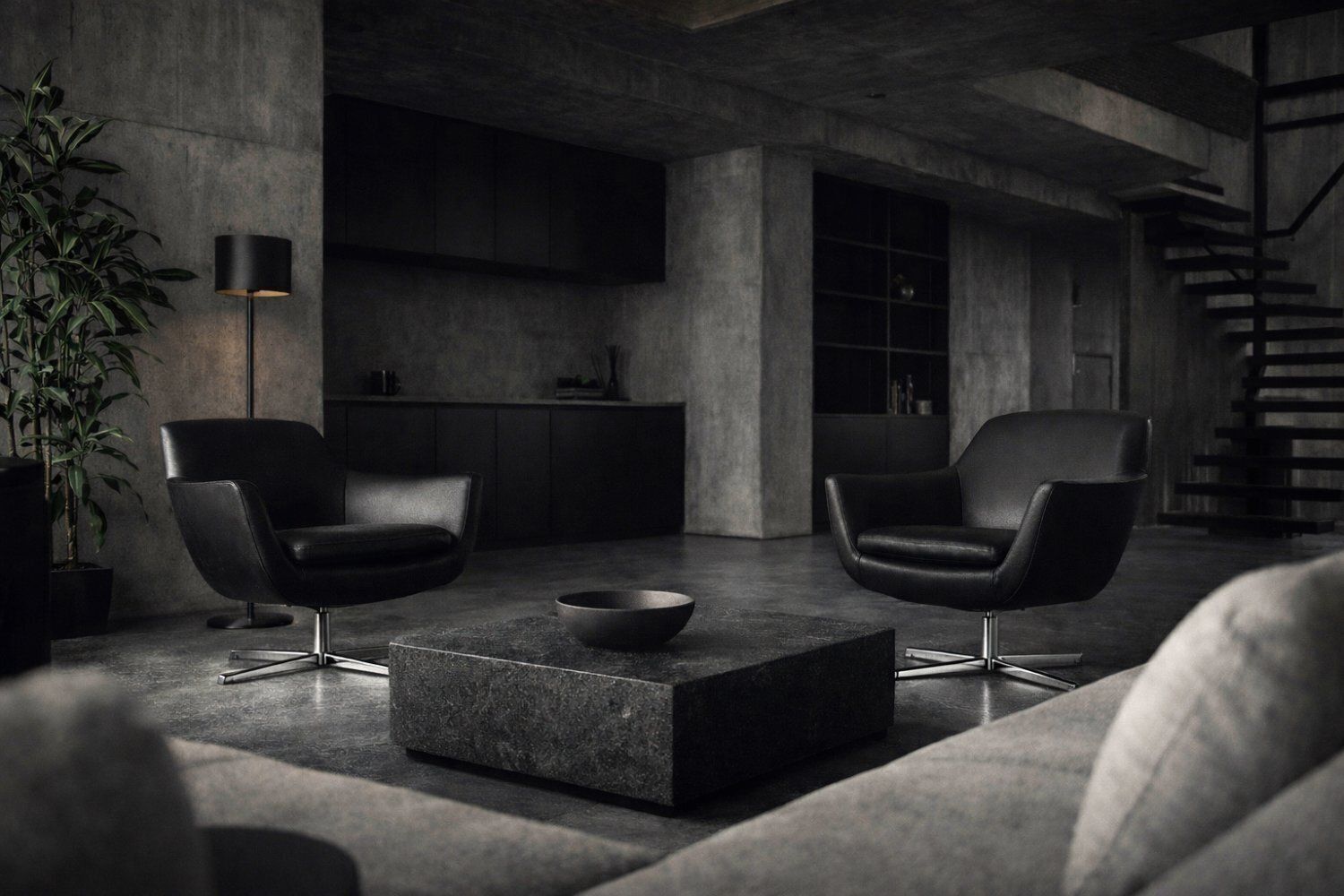 photo buy Mid Century Scandinavian Modern Black Swivel Chairs, 1970s, Set Of 2