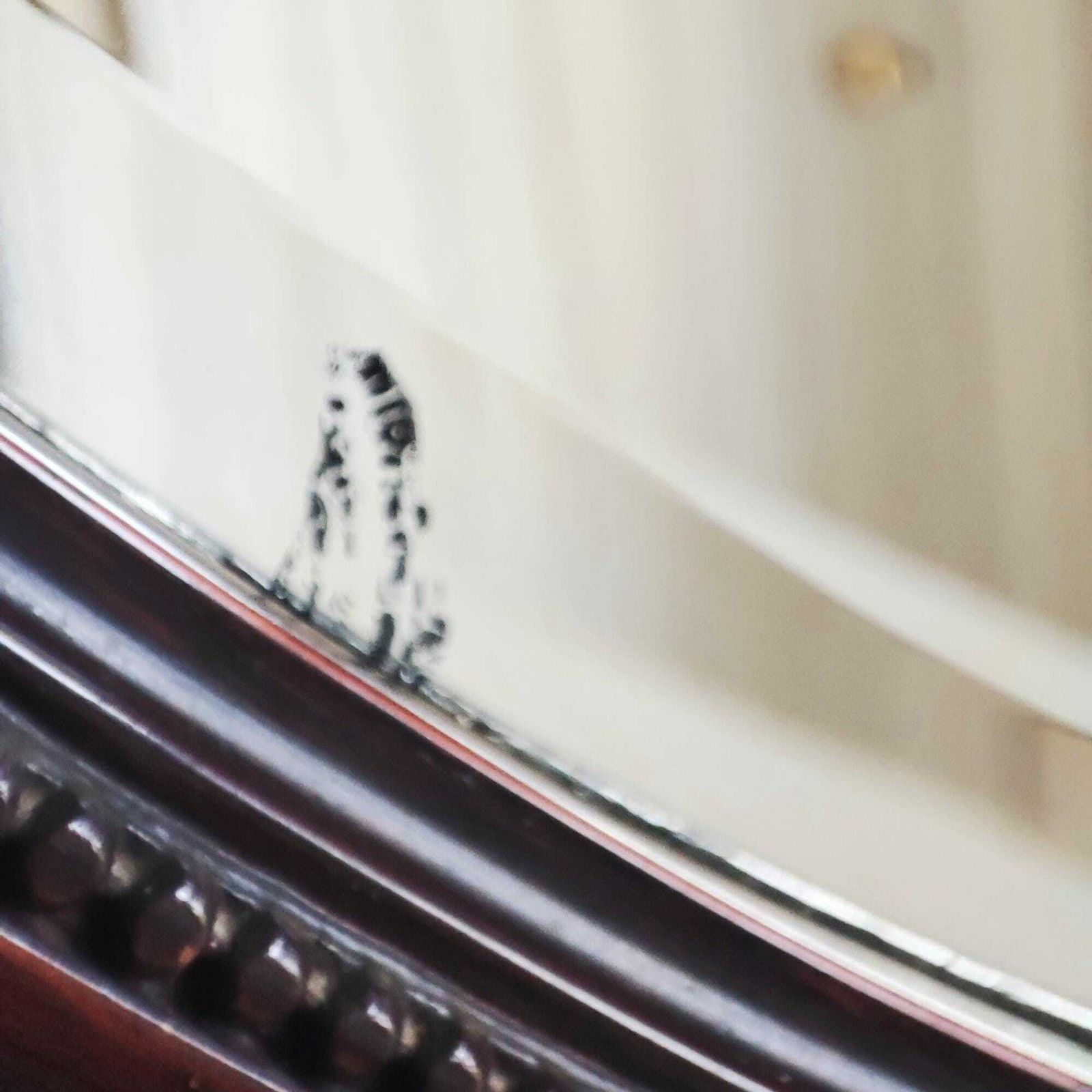 photo furniture Large Antique Edwardian Scumble Glazed Oval Wooden Frame Mirror 34 X 24.5"