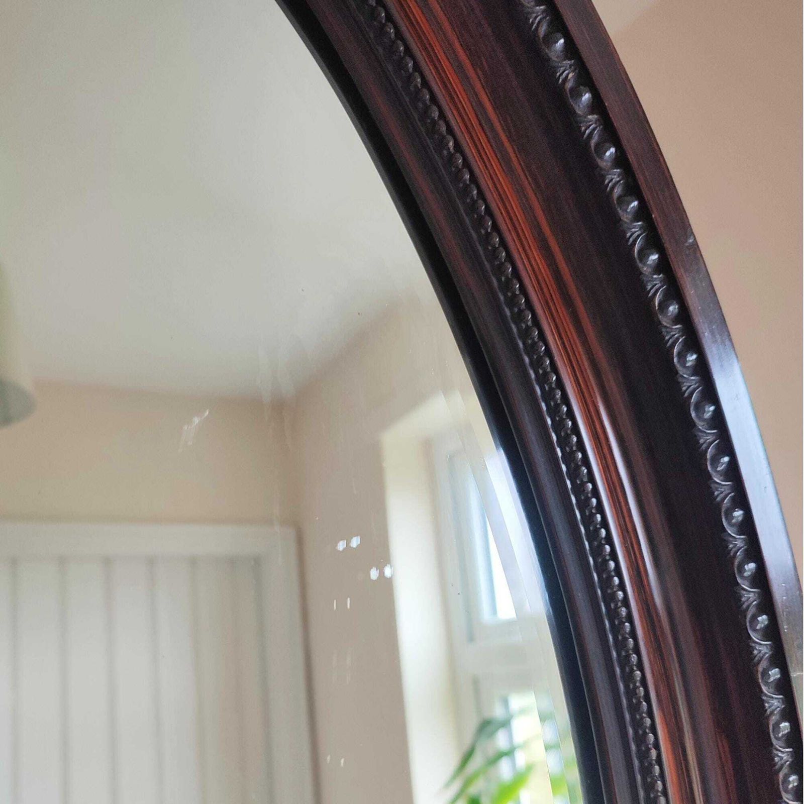 Home Decor Large Antique Edwardian Scumble Glazed Oval Wooden Frame Mirror 34 X 24.5" photo