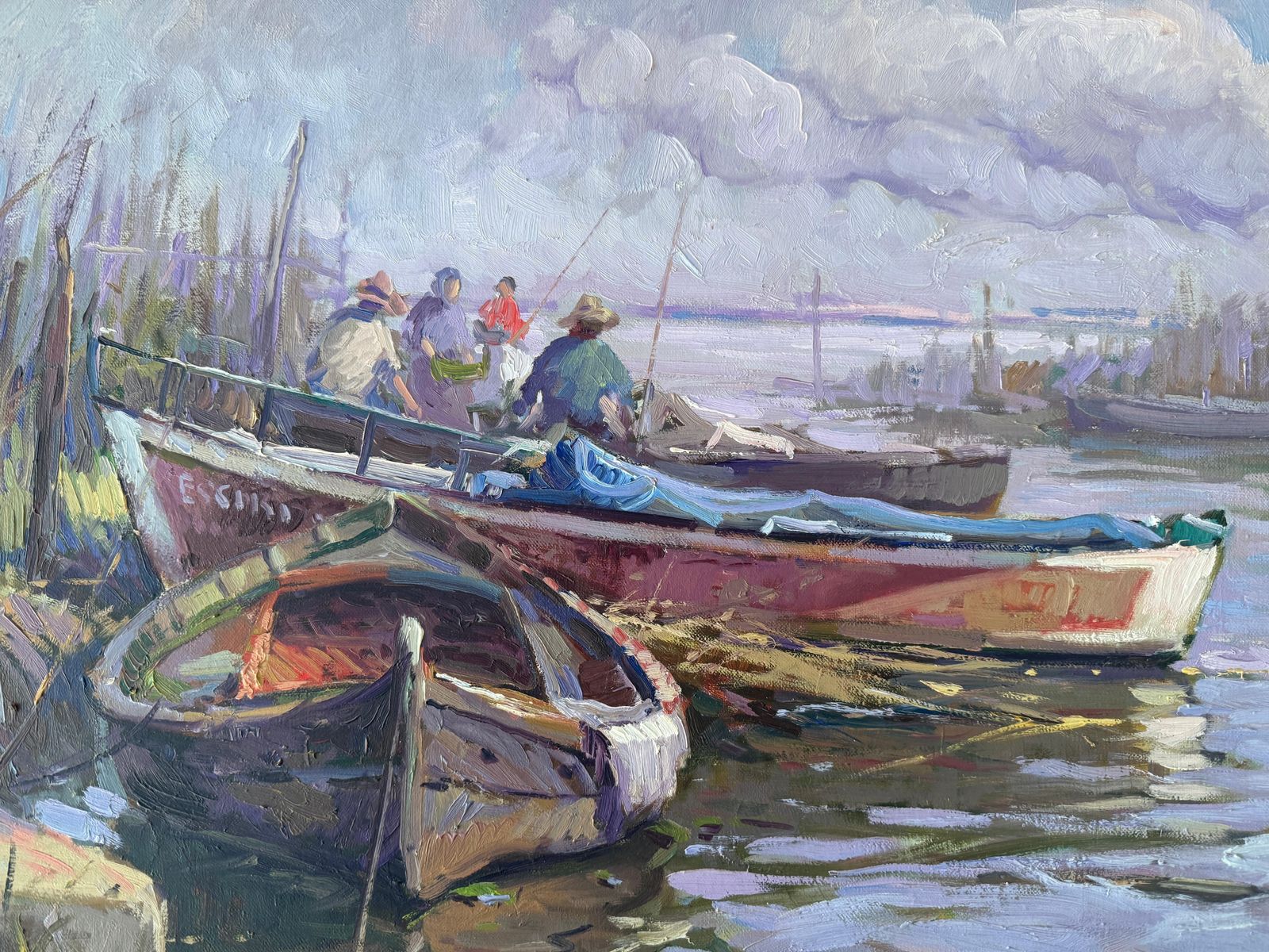 Ricardo Cejudo Nogales Albufera Of Valencia Spain Mediterranean Seascape Oil On Canvas Painting 1986 photo buy