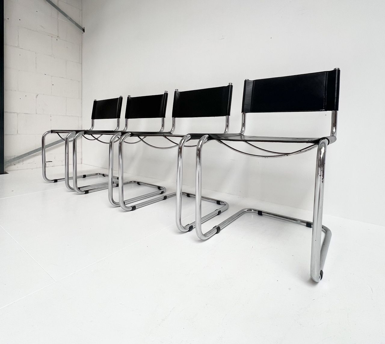 Set Of 4 Leather Marcel Breuer & Mart Stam Chairs, 1980s photo Furniture