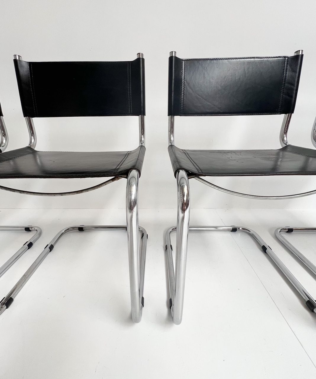 Set Of 4 Leather Marcel Breuer & Mart Stam Chairs, 1980s photo 1499.0