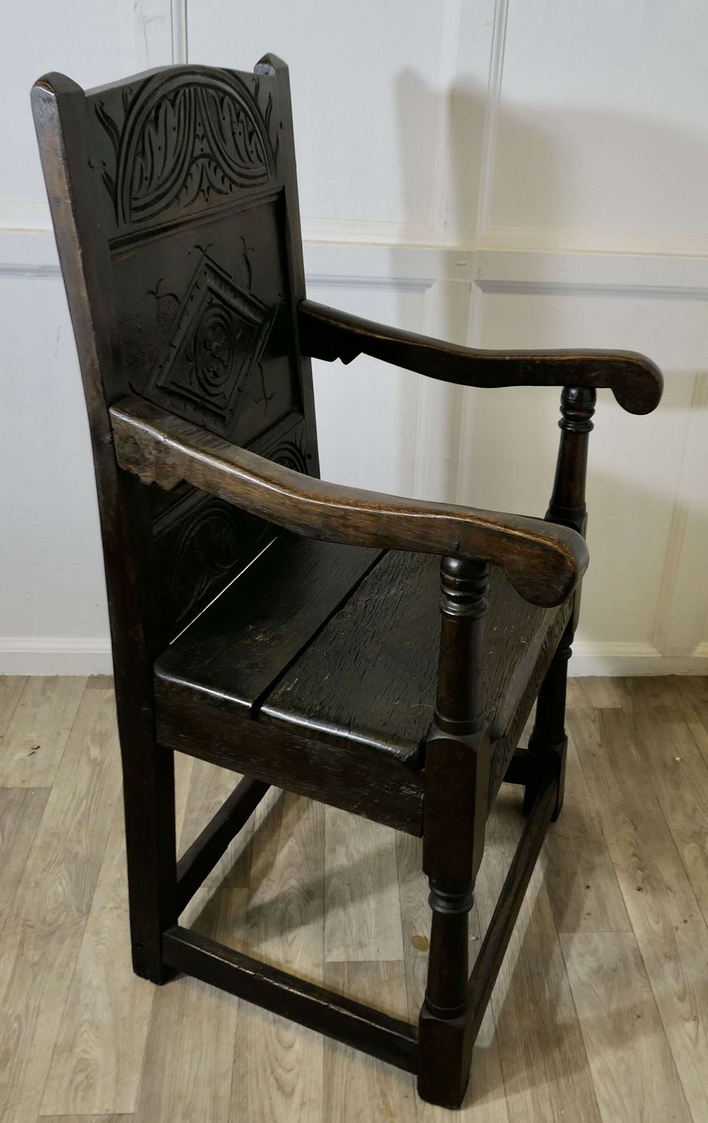 18th Century Oak Wainscot Chair, Hall Chair This Handsome Chair photo 1800.0