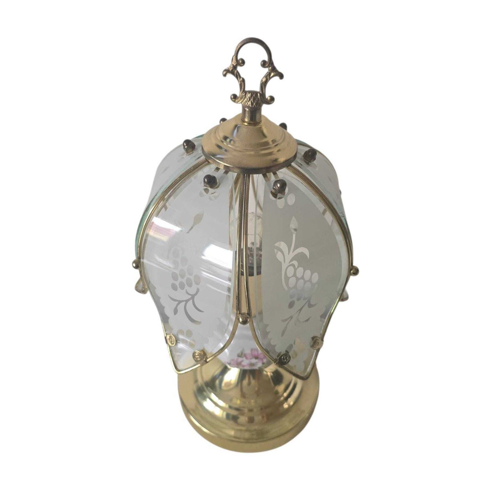 Vintage Hollywood Regency Glazen Bloemenlamp – Anthony California Lamp, Jaren 80 photo 383.0