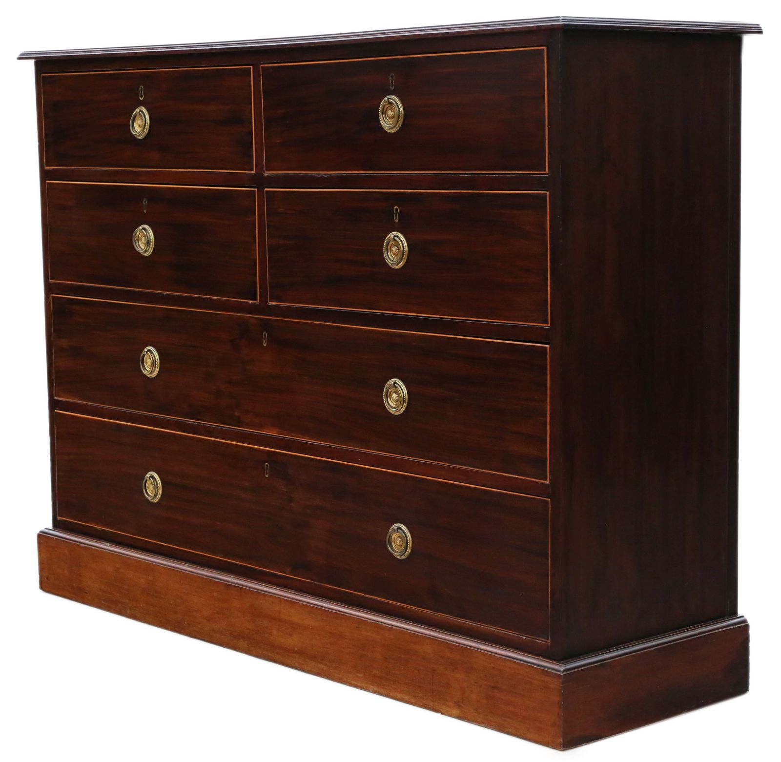 Antique Fine Quality 19th Century Inlaid Mahogany Chest Of Drawers   Mawer & Stephenson
