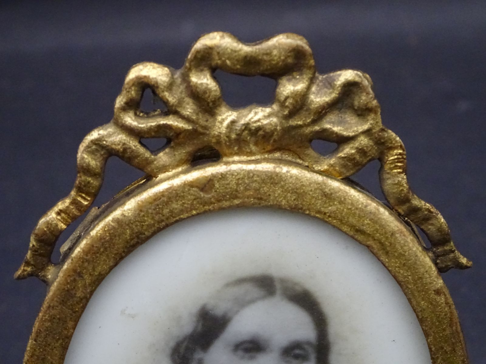Rare Victorian Opalotype Milk Glass Portrait In Brass Frame photo Home Decor