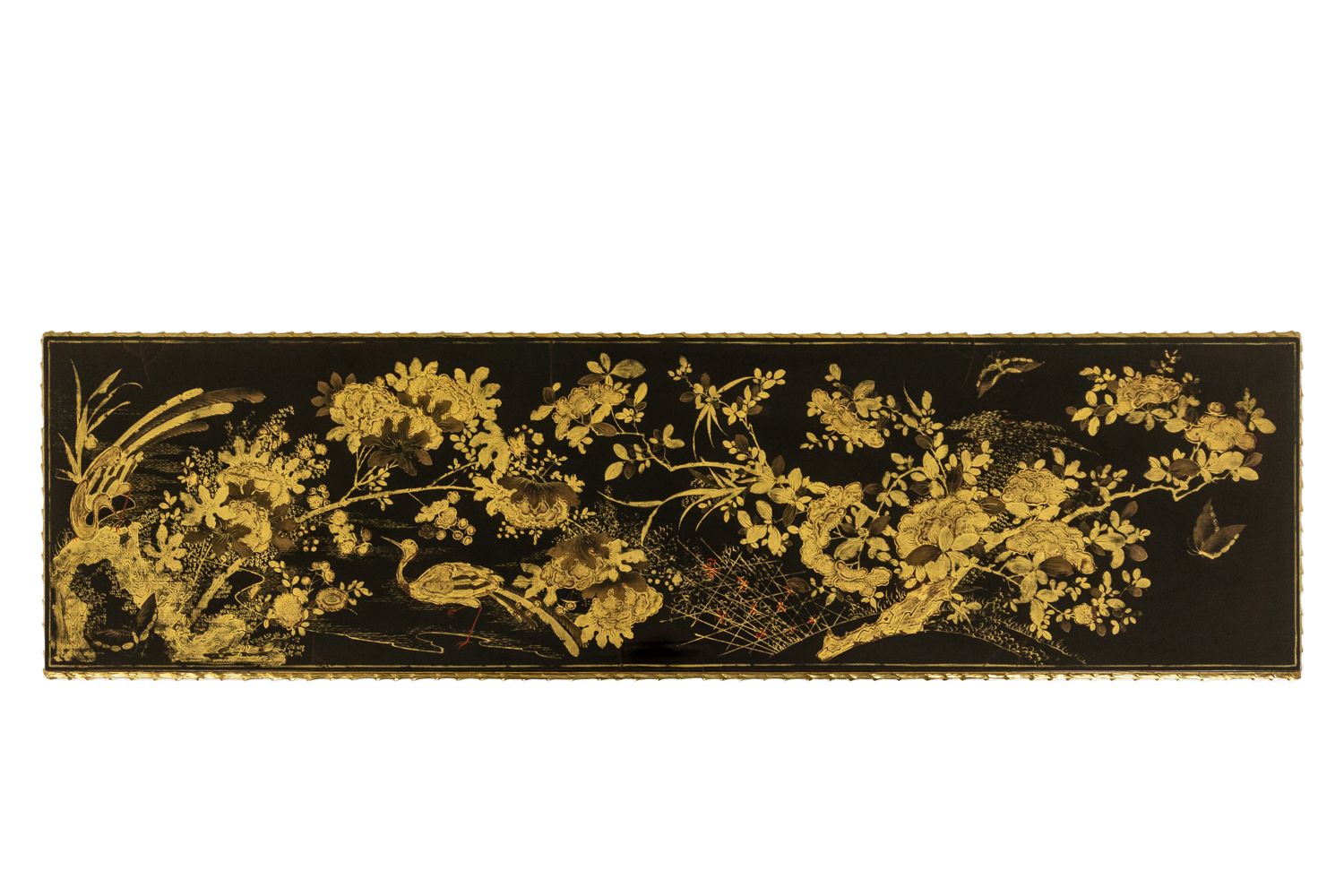 Maison Baguès. Coffee Table In Bronze, Black Lacquer, Gold Decoration. Circa 1970 photo for sale