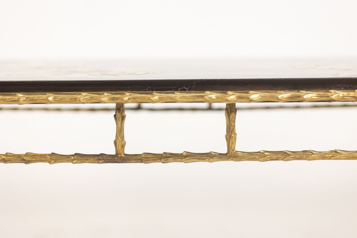 Maison Baguès. Coffee Table In Bronze, Black Lacquer, Gold Decoration. Circa 1970 photo buy