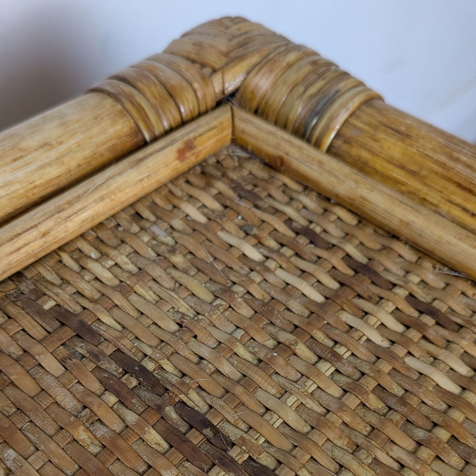 Mid Century Bamboo & Rattan Nest Of Tables | Scalloped Arch | Boho Tiki Vintage photo buy