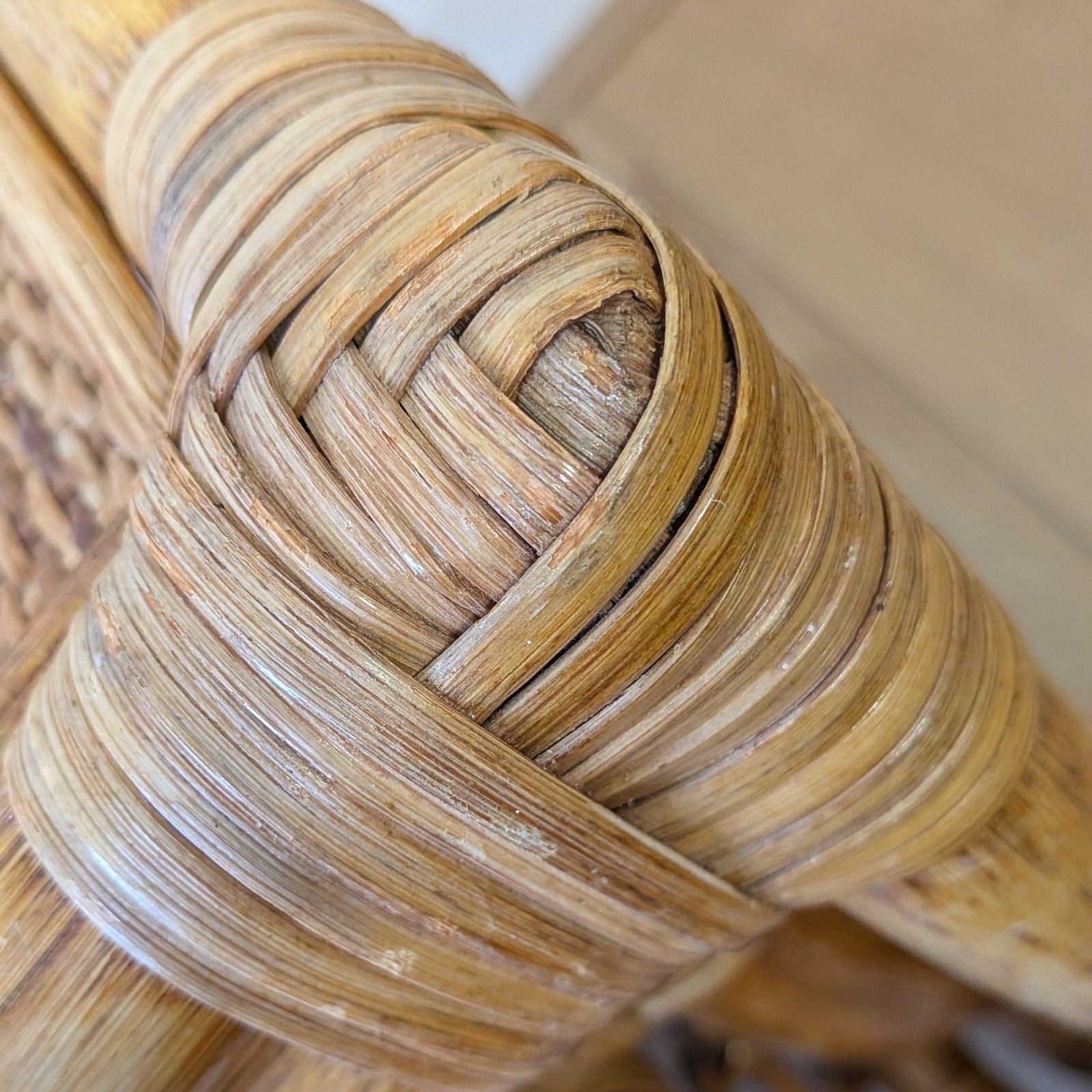 photo buy Mid Century Bamboo & Rattan Nest Of Tables | Scalloped Arch | Boho Tiki Vintage