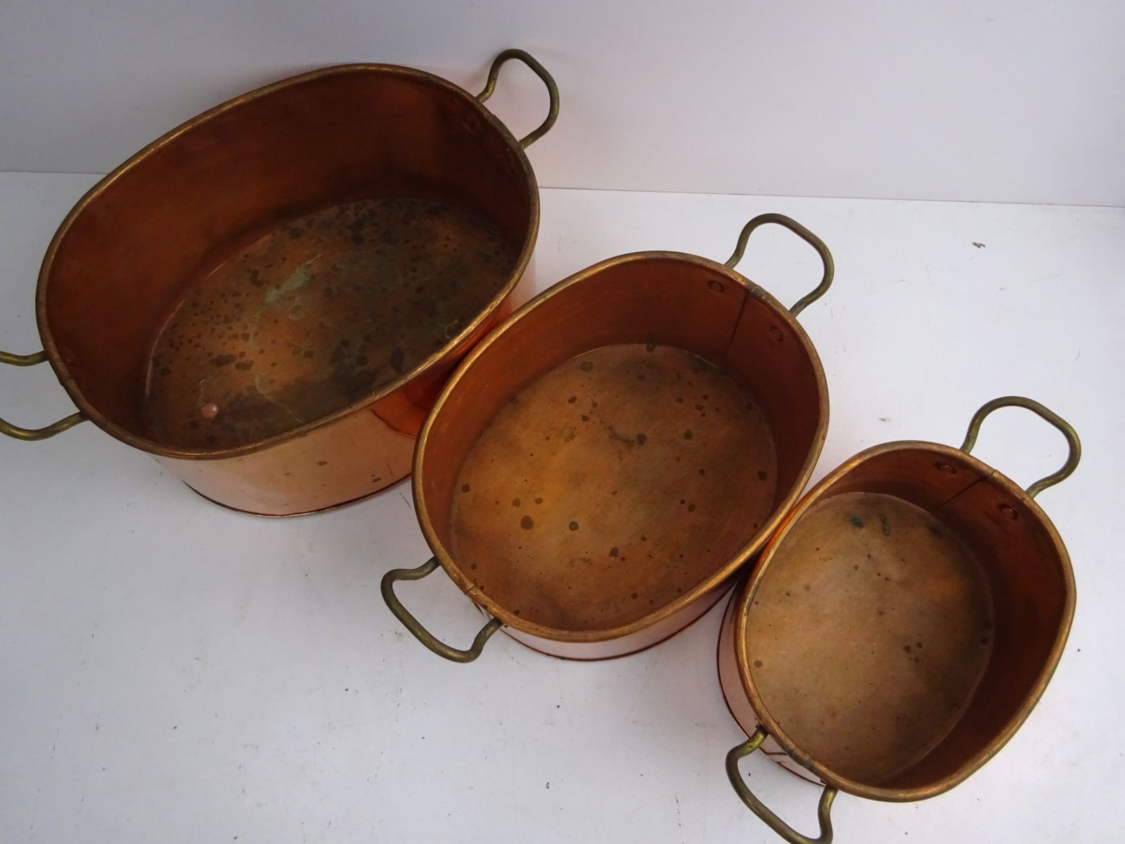 Set Of 3 Copper And Brass Trough Planters photo furniture