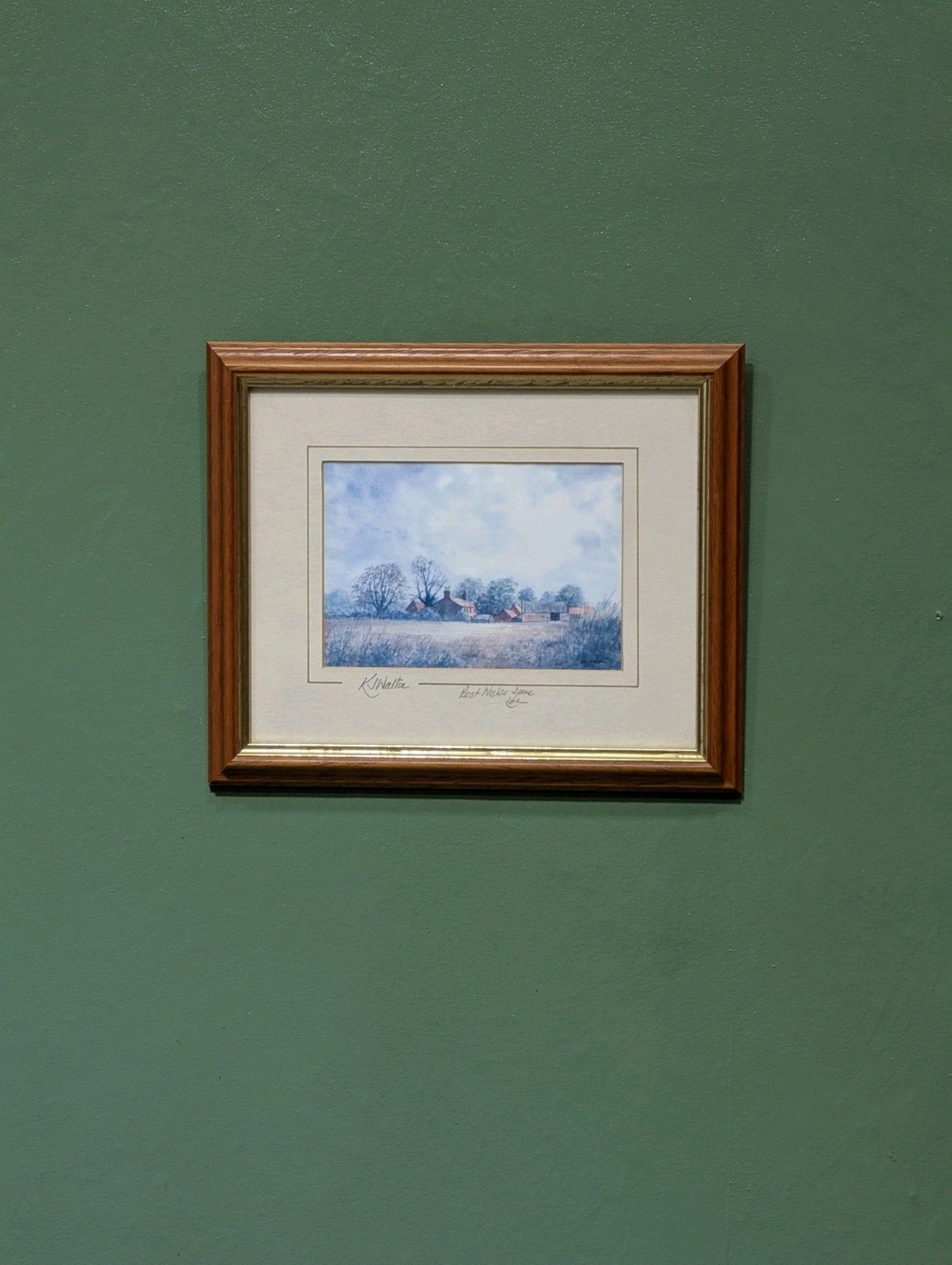 Ken Walton Watercolour Norfolk Farm Landscape ' Stubble Farm Original Painting