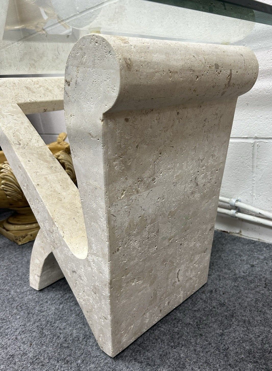 Post Modern Vintage Mactan Stone & Glass Side Table photo vintage