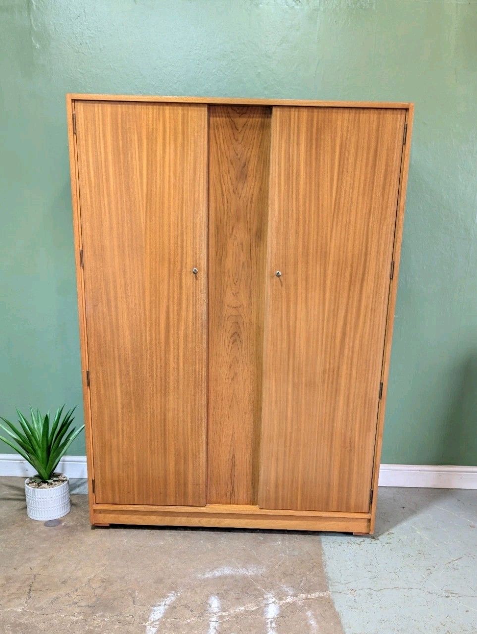 Vintage Uniflex Teak Double Wardrobe Mid Century Modern Uniflex
