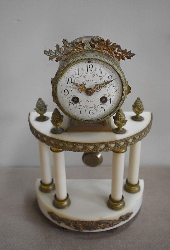 Clock Louis XVI Style Marble And Bronze 19th