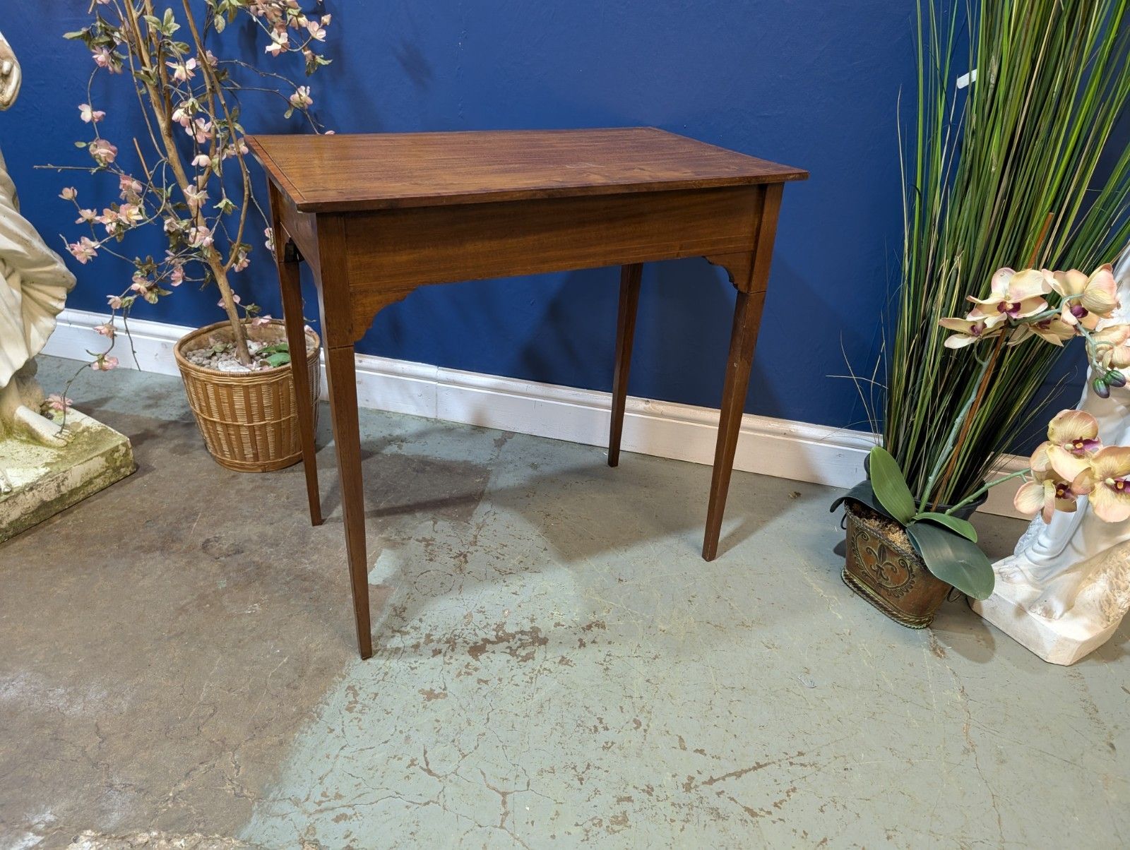Edwardian Mahogany Side Table Elegant Legs Wine End Antique Polished Inlaid photo buy