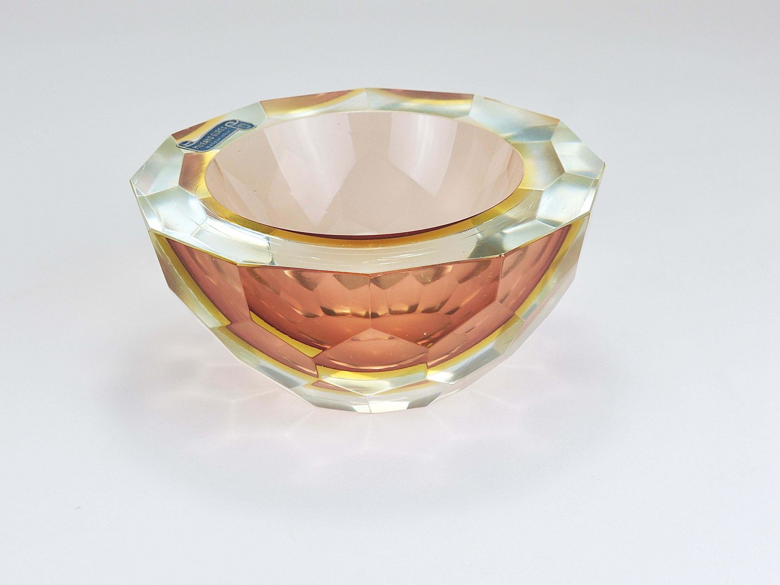 Mandruzzato Sommerso Faceted Caviar Murano Glass Diamond Bowl, Italy, 1960s photo for sale