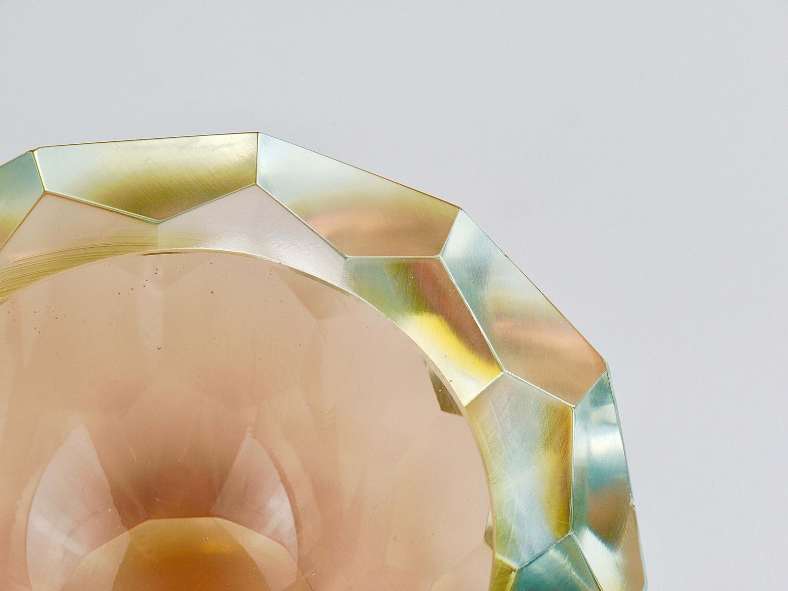 Mandruzzato Sommerso Faceted Caviar Murano Glass Diamond Bowl, Italy, 1960s photo vintage