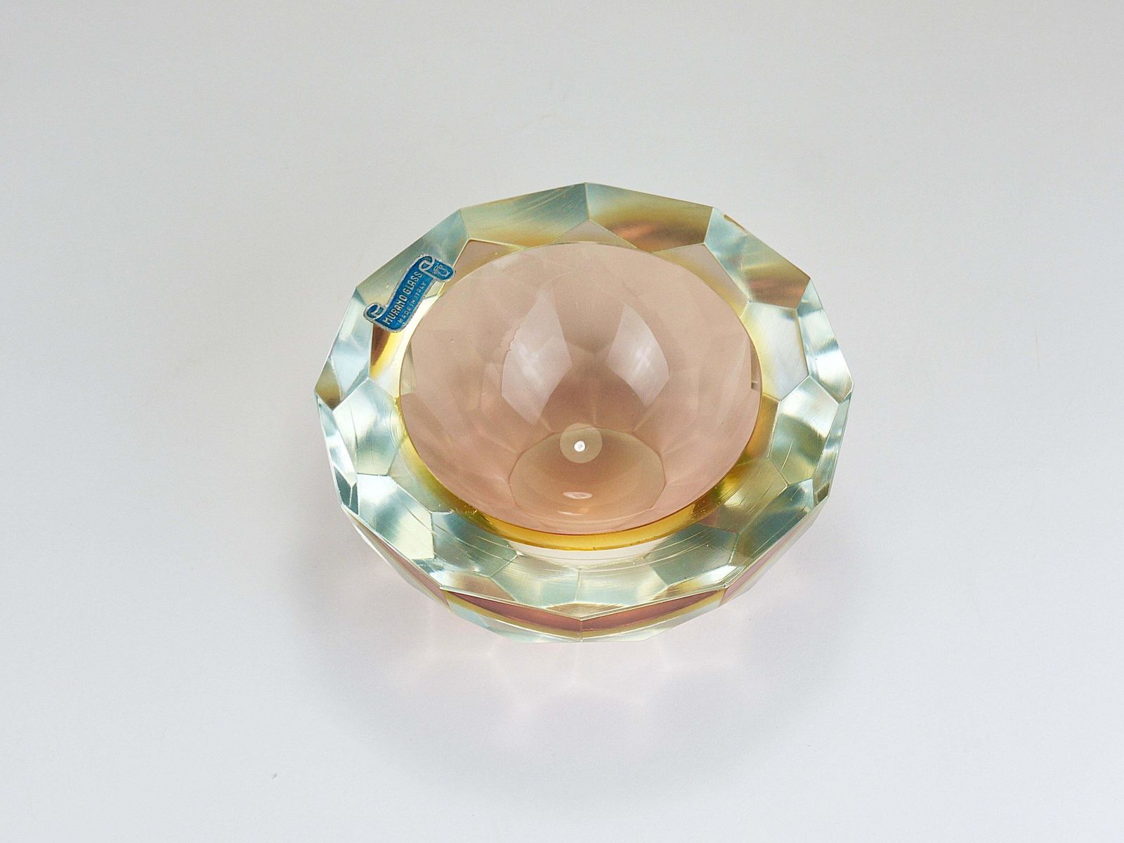 Home Decor Mandruzzato Sommerso Faceted Caviar Murano Glass Diamond Bowl, Italy, 1960s photo