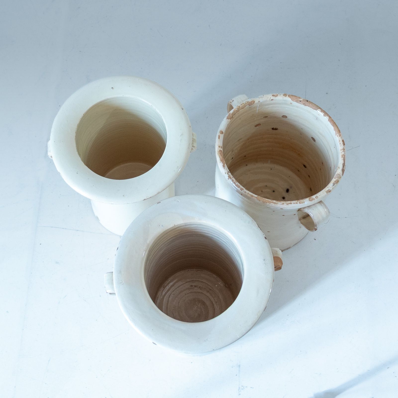 photo furniture Antique Handmade Ceramic Vases, Set Of Three, Italy 1900 Circa