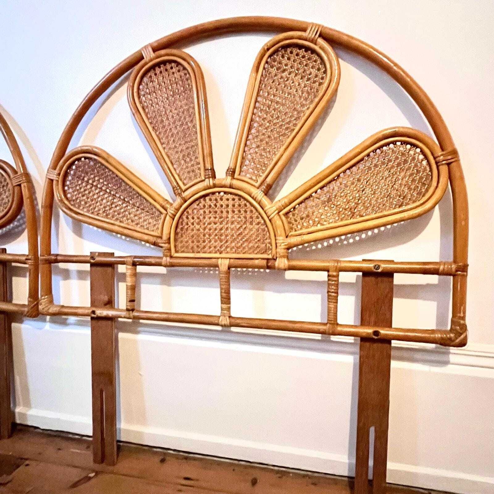 A Pair Of Mid Century Bamboo And Cane Single Headboards photo 995.0
