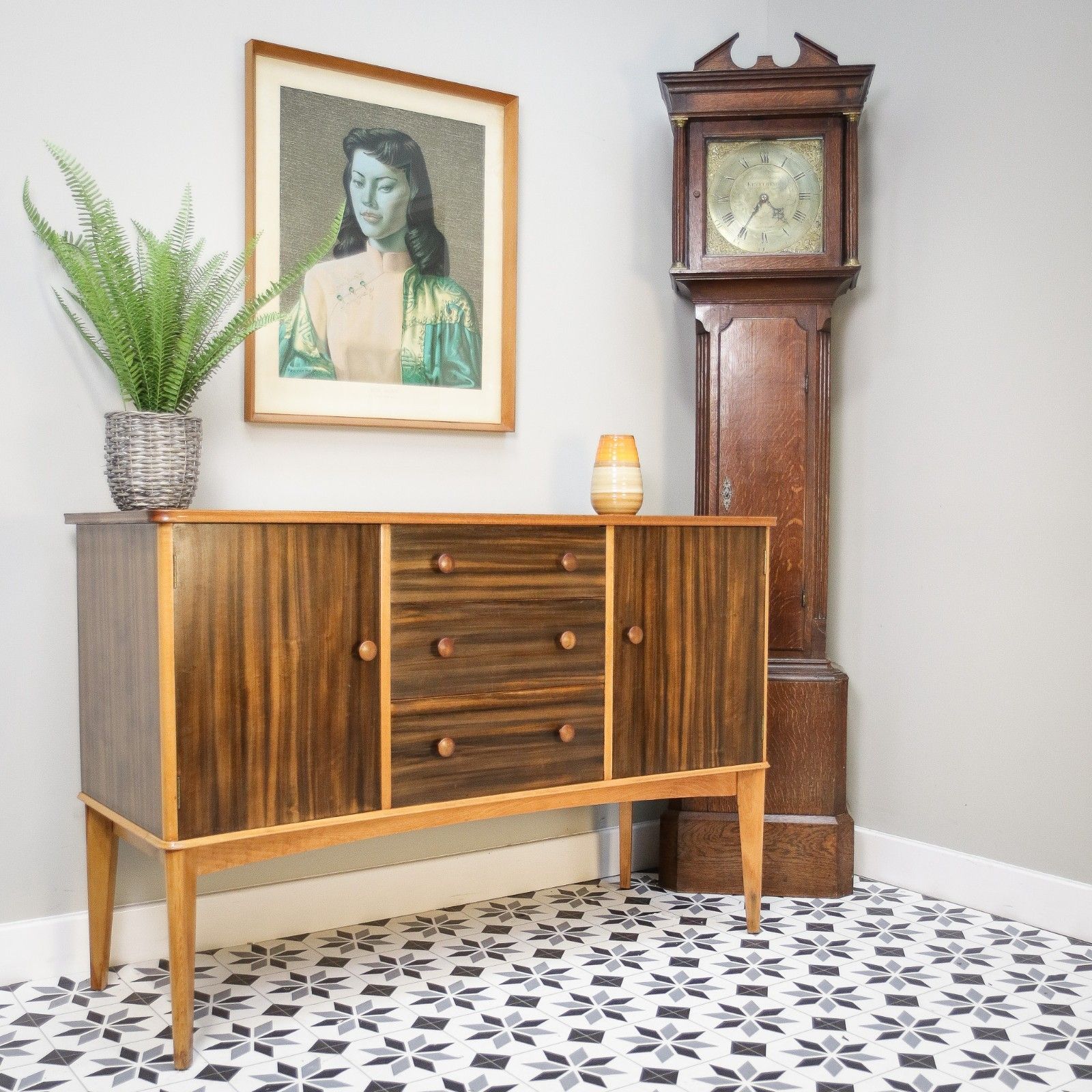 Teak Sideboard Concave Front In Afromosia And Indian Laurel Mid Century Retro photo Furniture