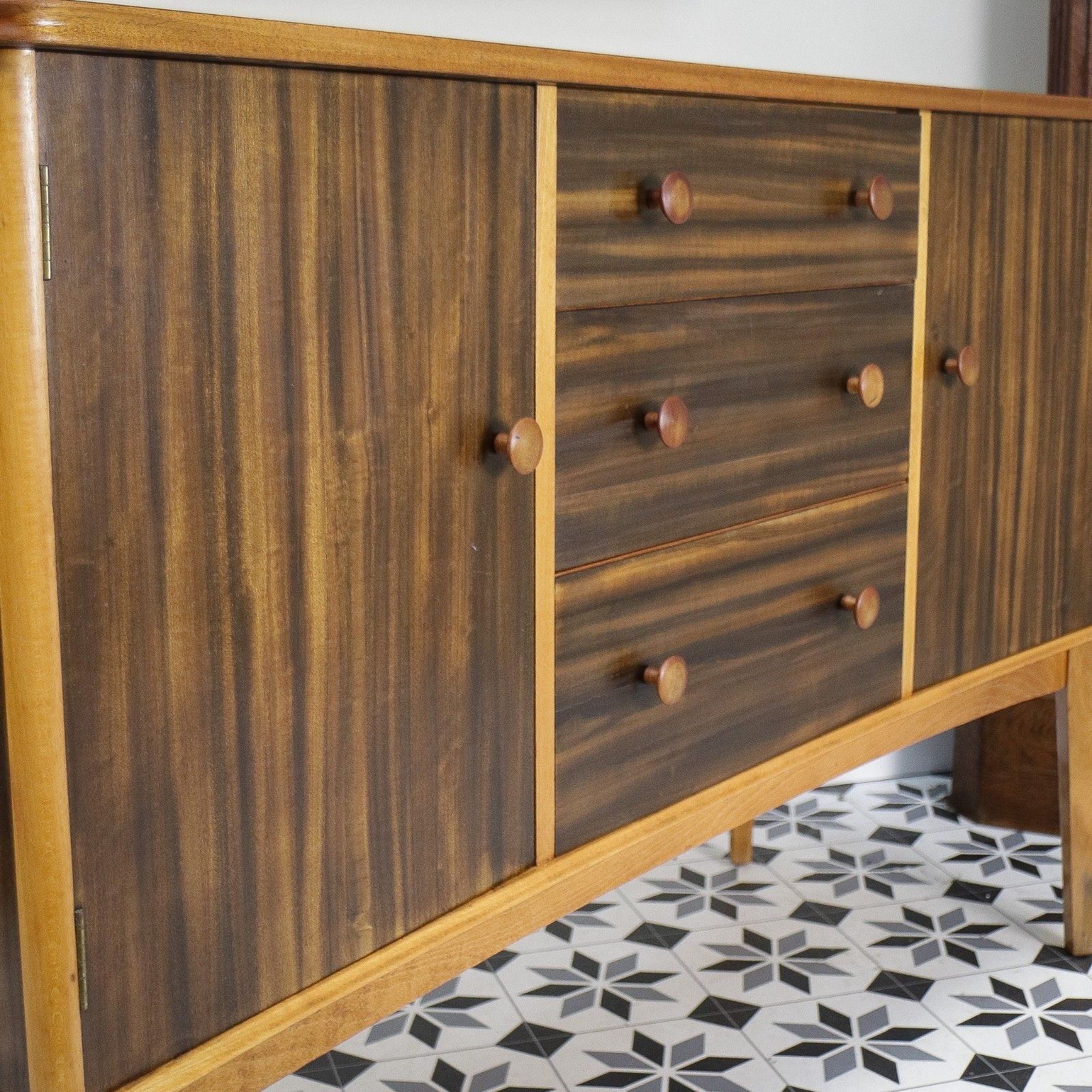 Teak Sideboard Concave Front In Afromosia And Indian Laurel Mid Century Retro photo buy
