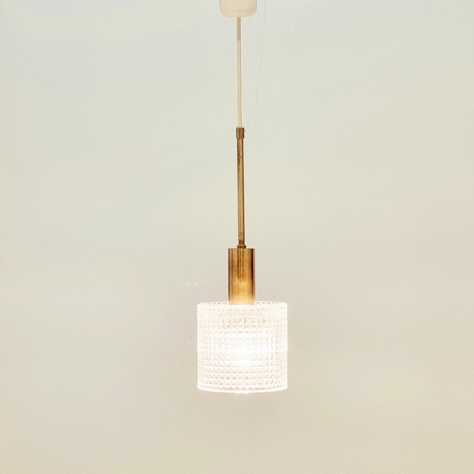 Mid Century Scandinavian Crystal Glass & Brass Ceiling Light By Carl Fagerlund For Orrefors, Sweden, 1960s photo 180.0