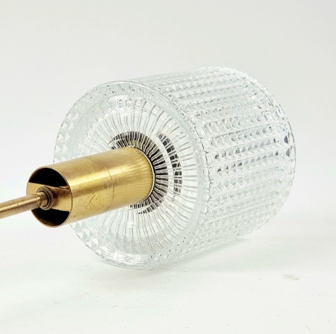 Mid Century Scandinavian Crystal Glass & Brass Ceiling Light By Carl Fagerlund For Orrefors, Sweden, 1960s photo vintage