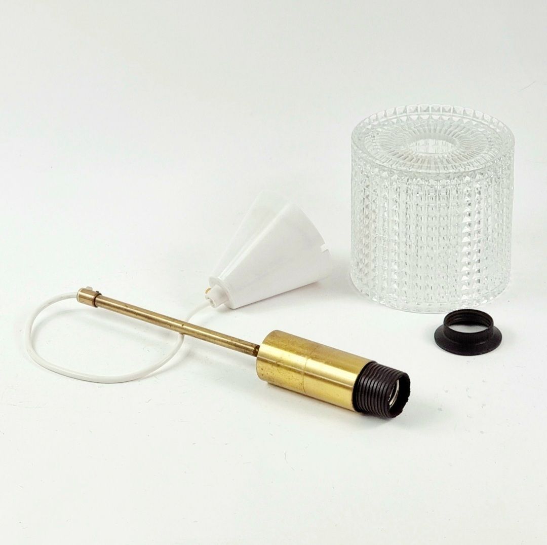 photo for sale Mid Century Scandinavian Crystal Glass & Brass Ceiling Light By Carl Fagerlund For Orrefors, Sweden, 1960s