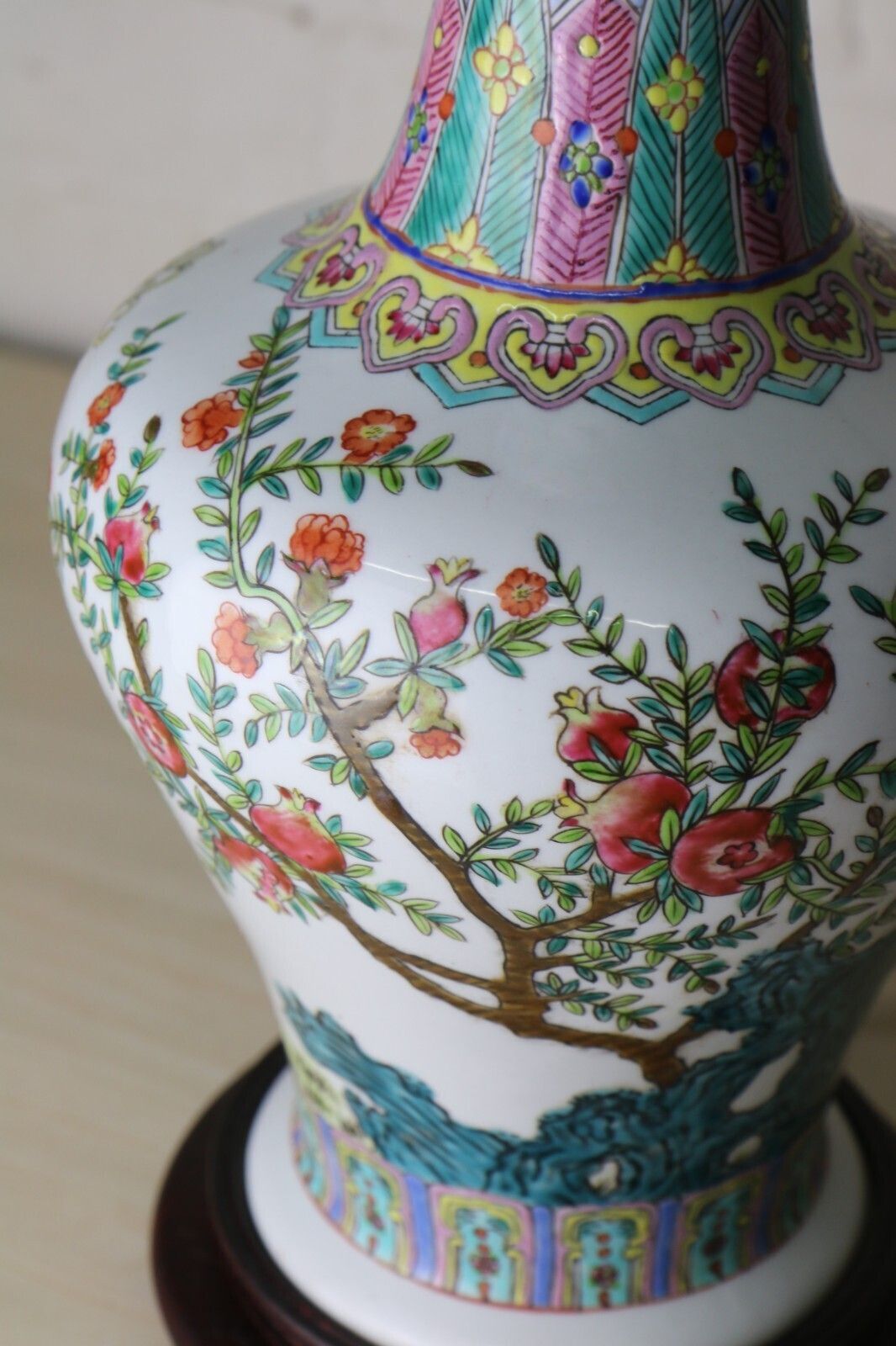 Lighting Table Lamp A Vintage Oriental Bottle Shaped Chinese Ceramic Lamp 20th C. photo