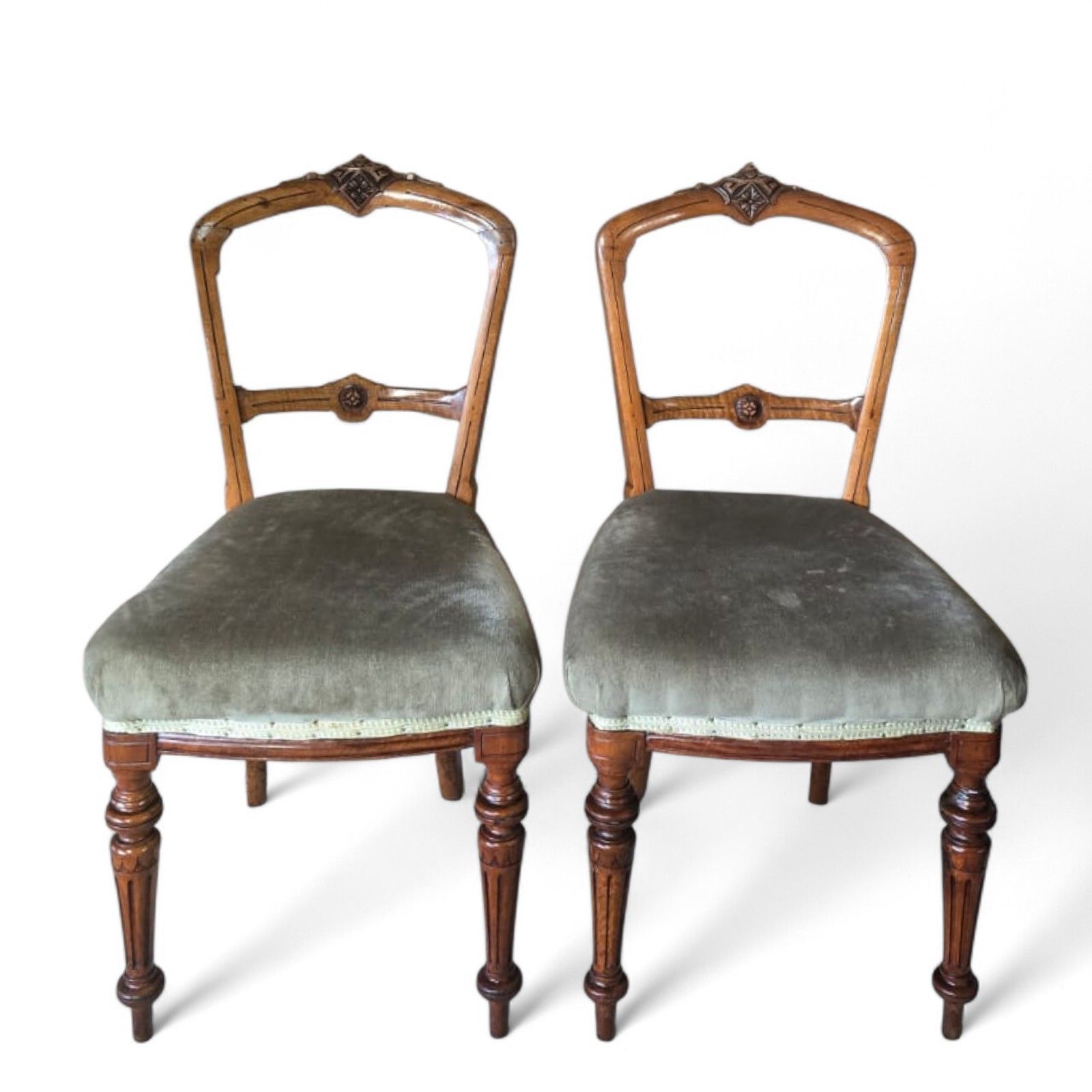 Pair Of Antique Victorian Aesthetic Movement Walnut Dining Chairs C.1880