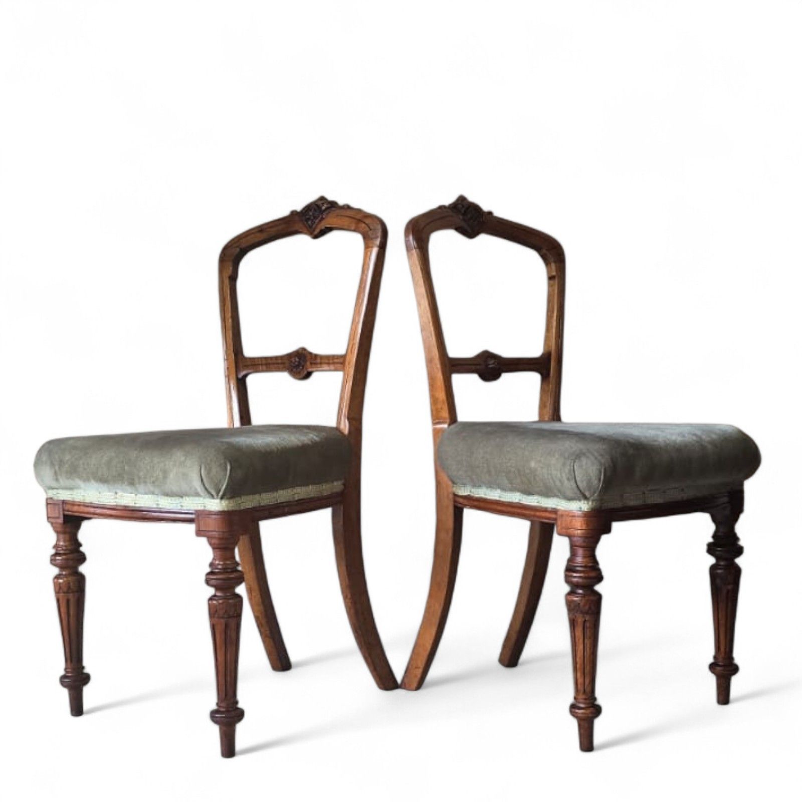 Pair Of Antique Victorian Aesthetic Movement Walnut Dining Chairs C.1880 photo vinterior