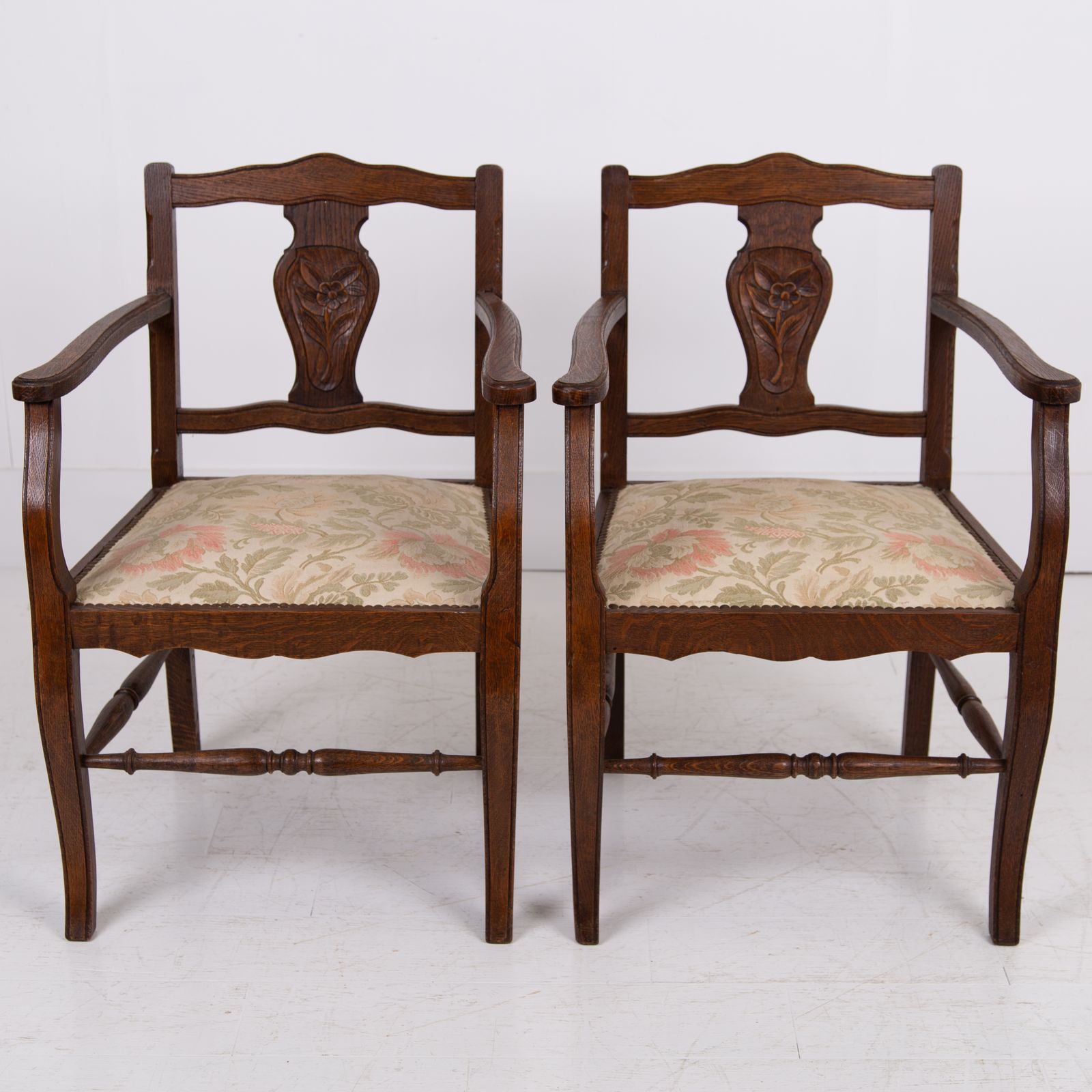 photo buy Vintage Pair Of Attractive Oak Occasional Armchairs C1930