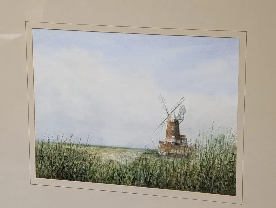 Ken Walton   Watercolour Norfolk Coast Cley Windmill Original Painting