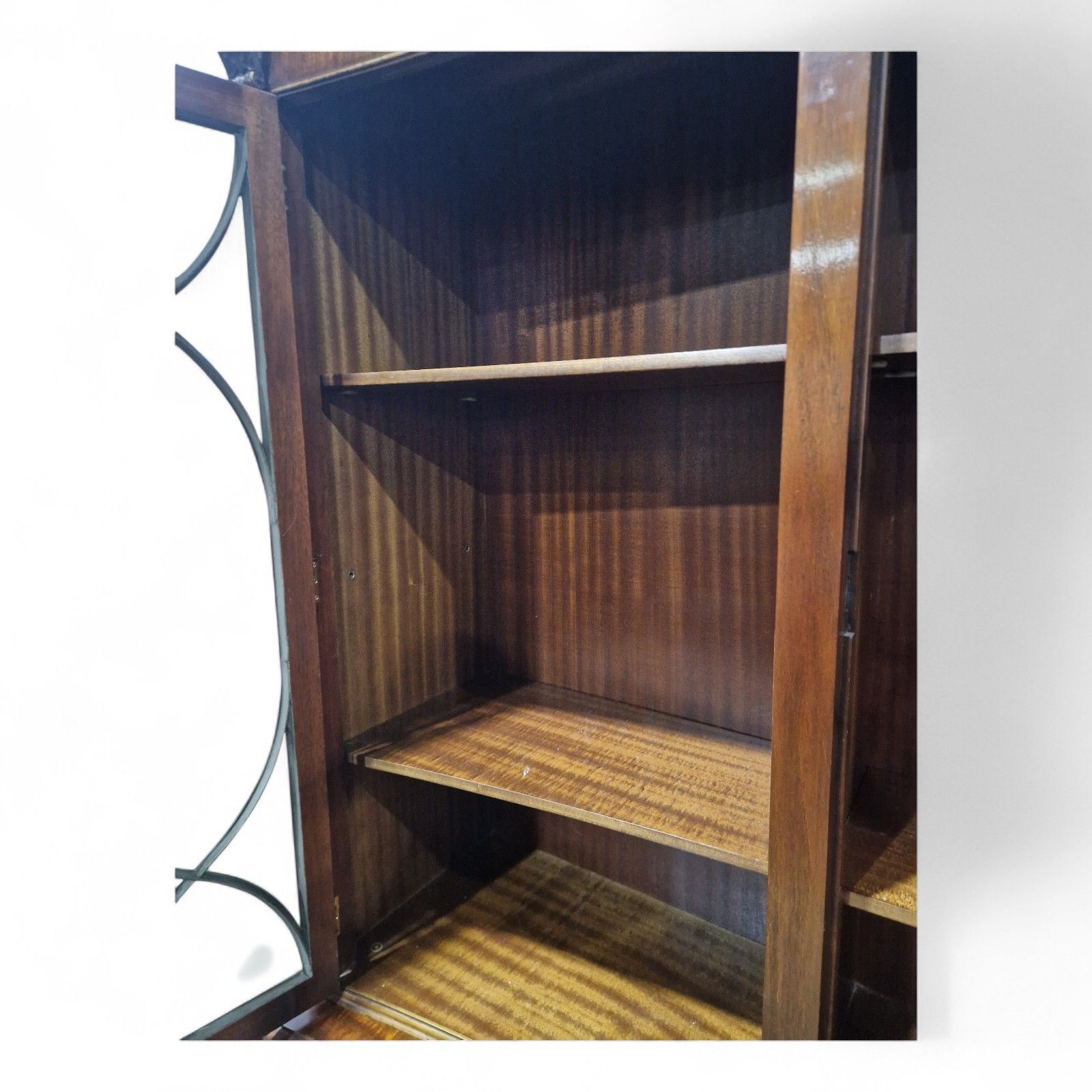 photo for sale Reprodux Mahogany Concave Bookcase Display Cabinet Antique Style 1 Of Pair
