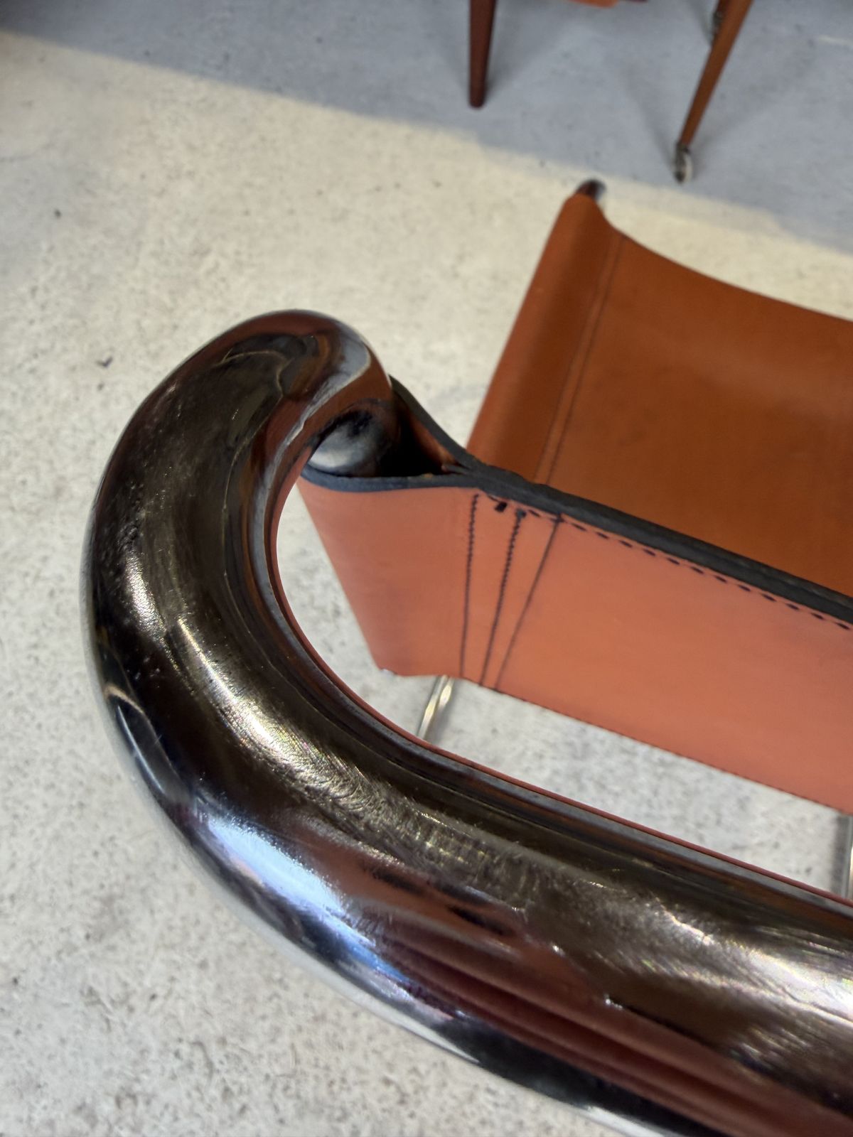 Tan Leather Mr10 Cantilever Chair In The Manner Of Ludwig Mies Van Der Rohe Bauhaus photo vintage