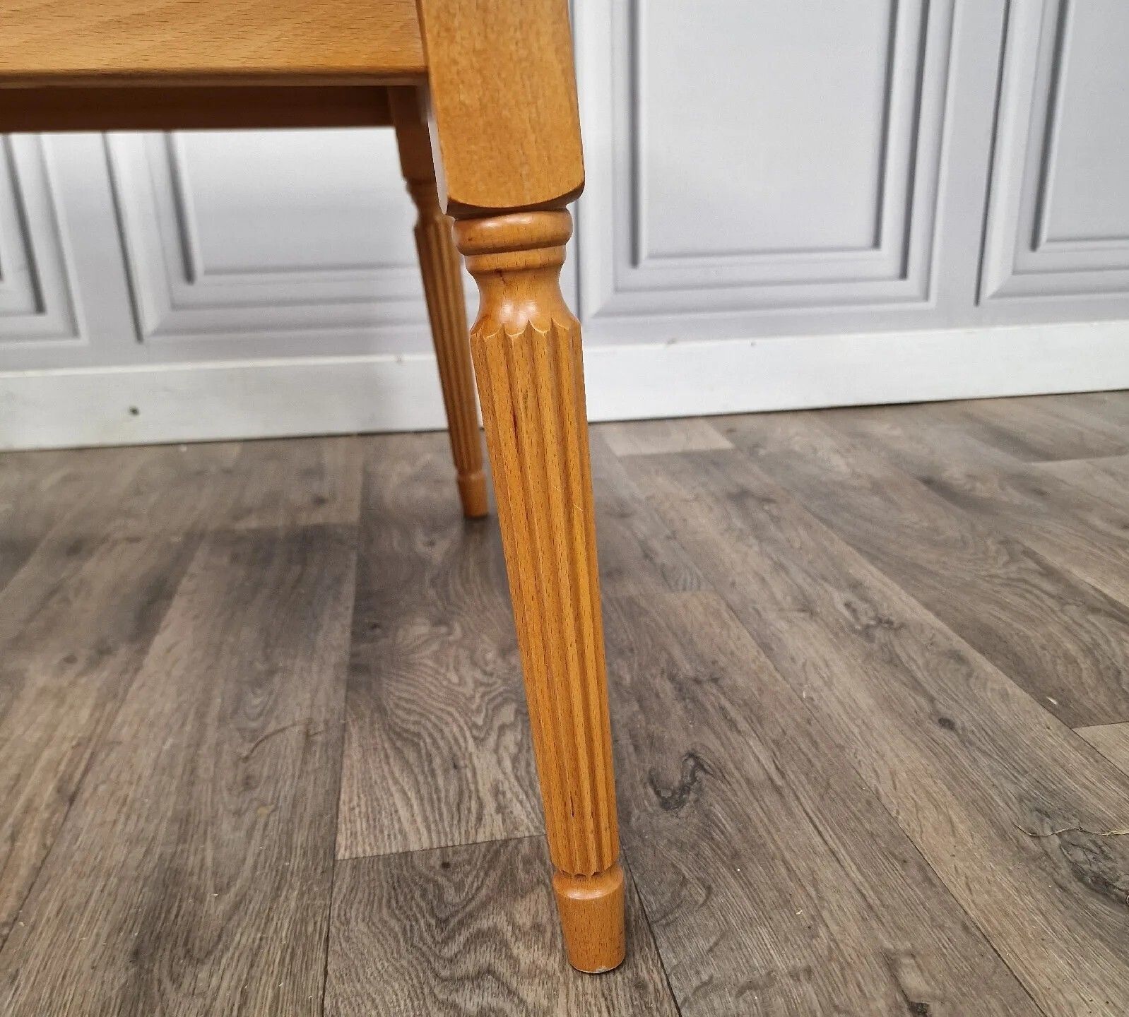 photo buy Vintage Coffee Lamp Table Oak Square Wood Turned Fluted Splayed Legs Gustavian