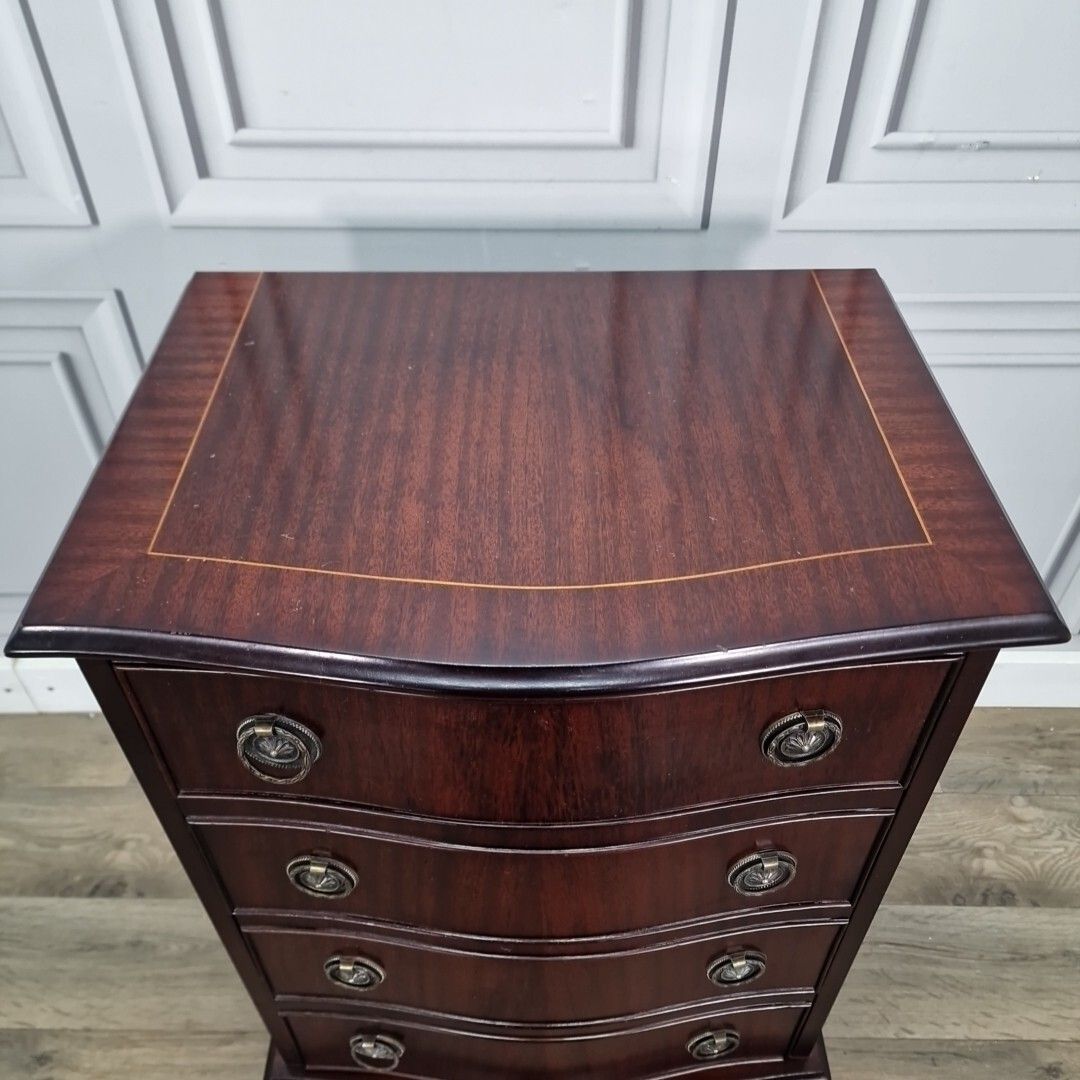 Antique Georgian Style Drawers Reproduction Chest Of 4 Commode Bow Fronted photo Furniture