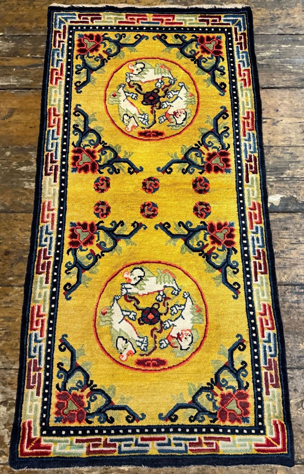 Antique Chinese Ningxia Rug 1.50m X 0.76m photo Textiles