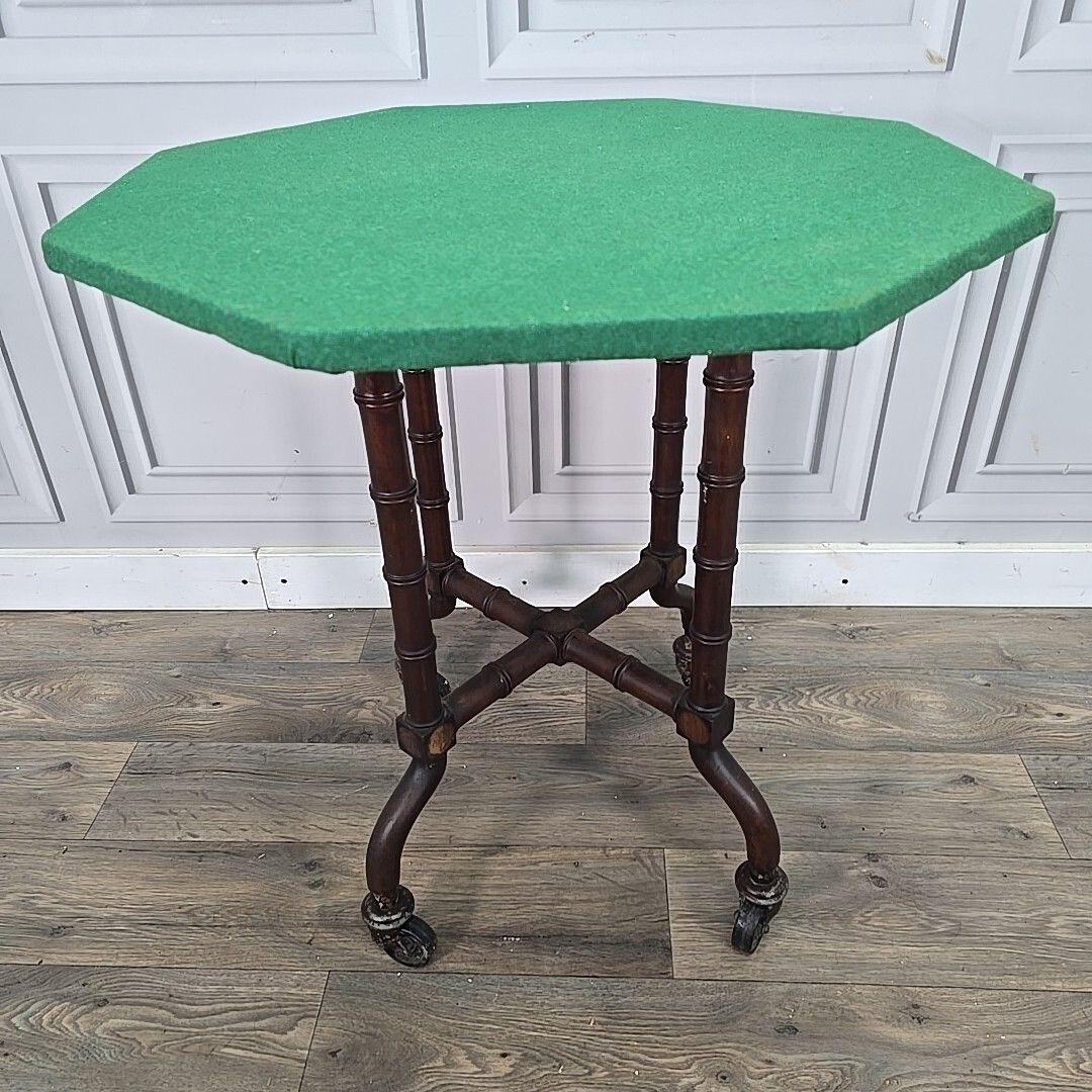 Antique Occasional Games Table Wooden Turned John Taylor Edinburgh On Castors photo furniture