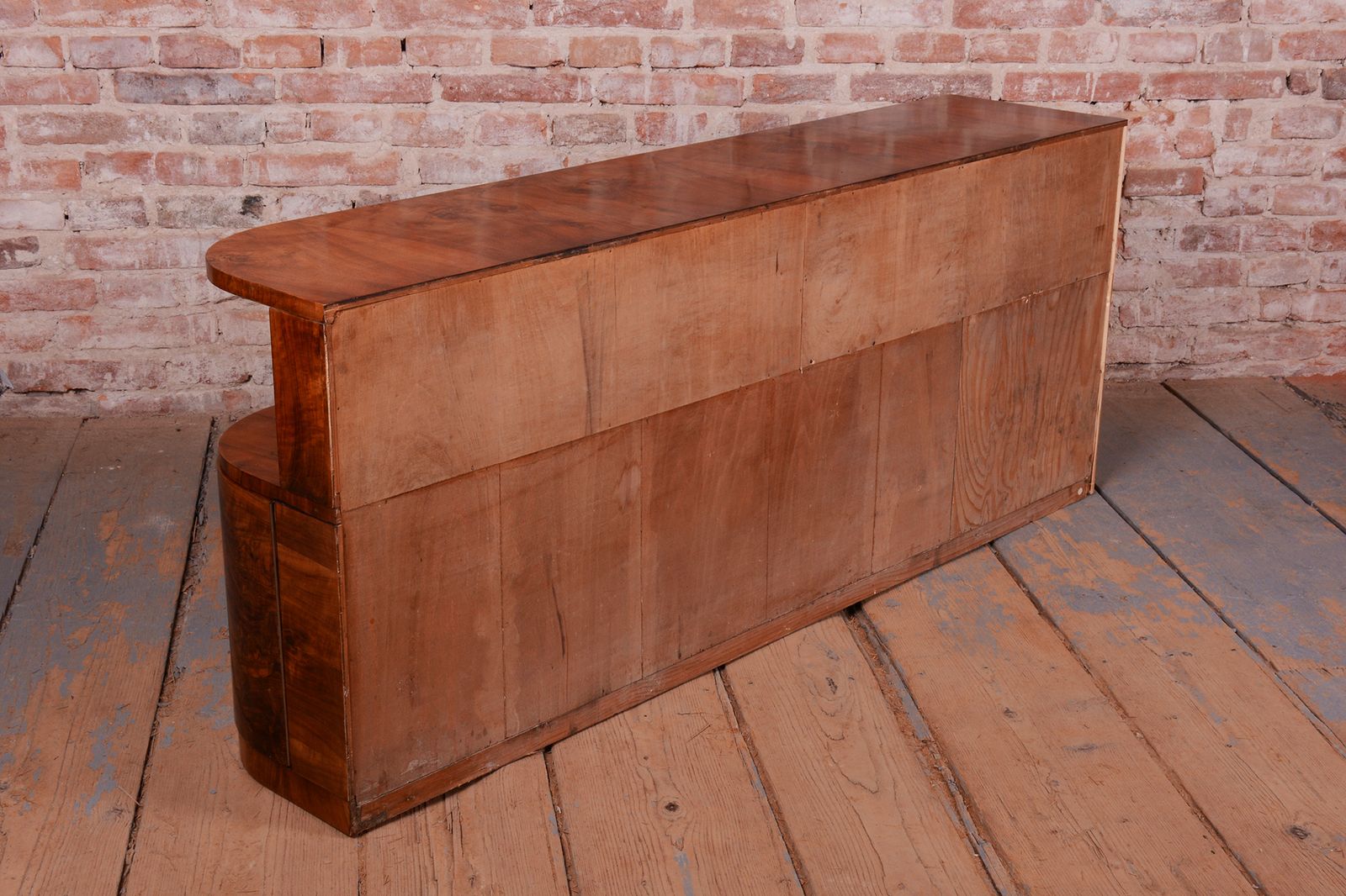 photo vinterior Restored Art Deco Buffet, Walnut, Chrome, Steel, Revived Polish, Czech, 1920s
