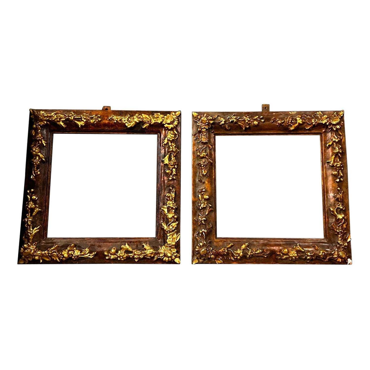 Pair Of Square Wood And Gilded Plaster Frames, Italy