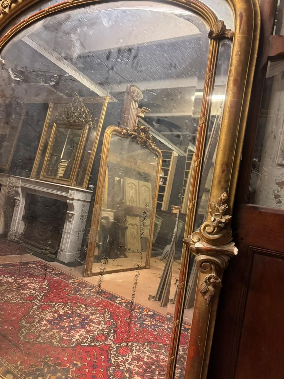 Impressive Carved And Gilded Wooden Mirror Cabinet, Italy photo for sale