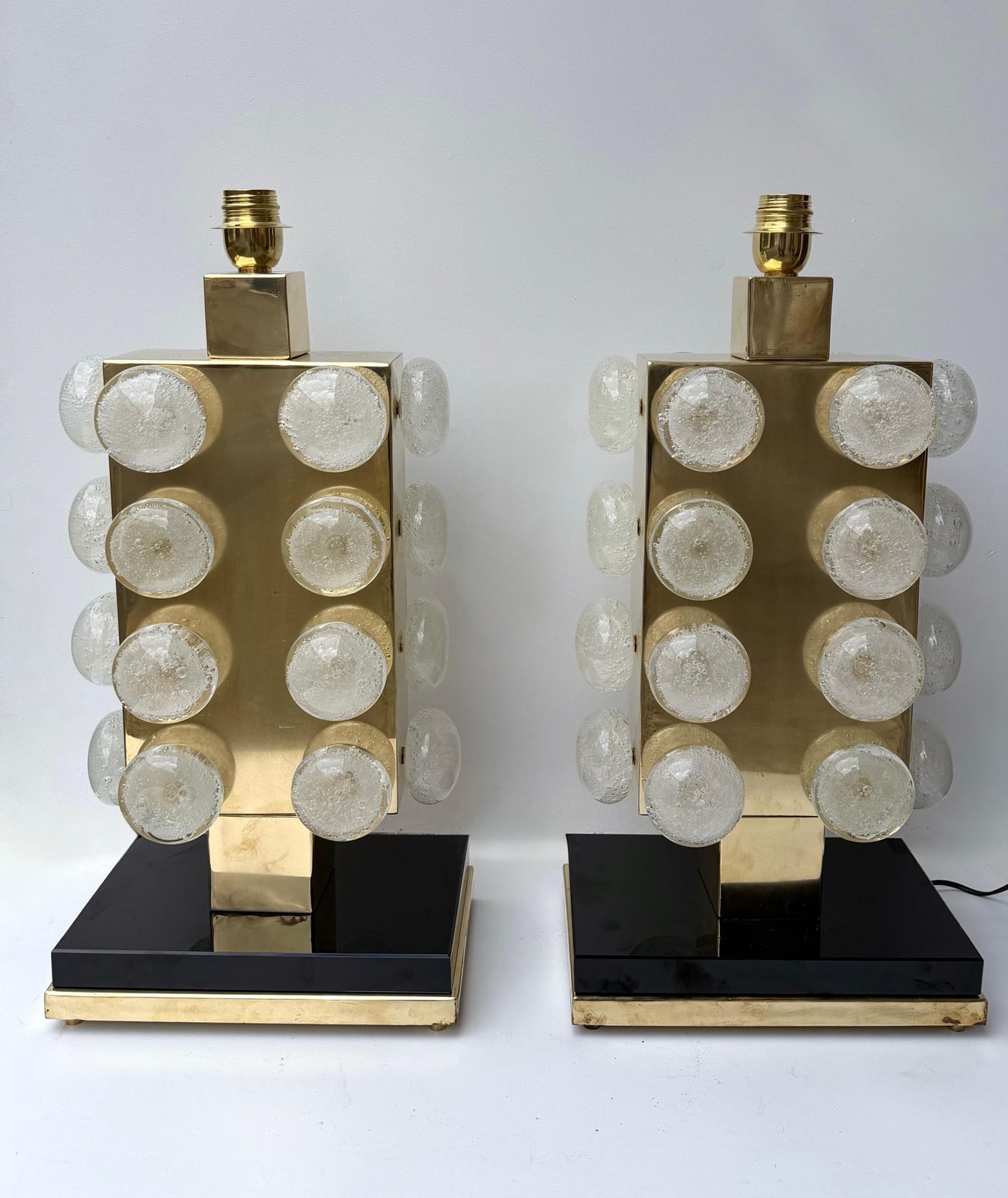 Contemporary Pair Of Brass And Murano Glass Macaroons Lamps, Italy photo 4882.0