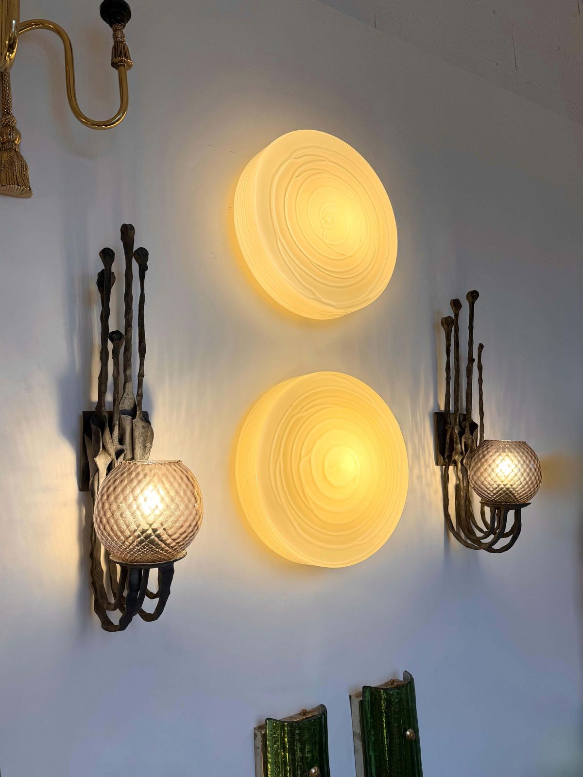 Pair Of Wrought Iron And Glass Sconces By Pozzebon. Italy, 1970s photo 5148.0