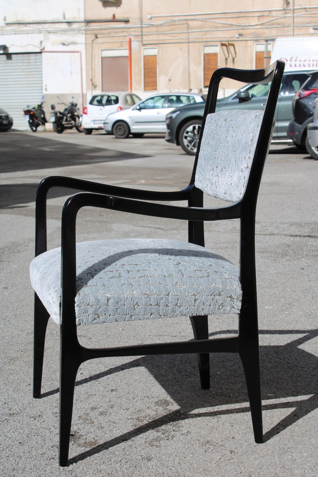 Black Wood And Fabric Desk Chair Italy Vittorio Dassi Gio Ponti Style photo Furniture