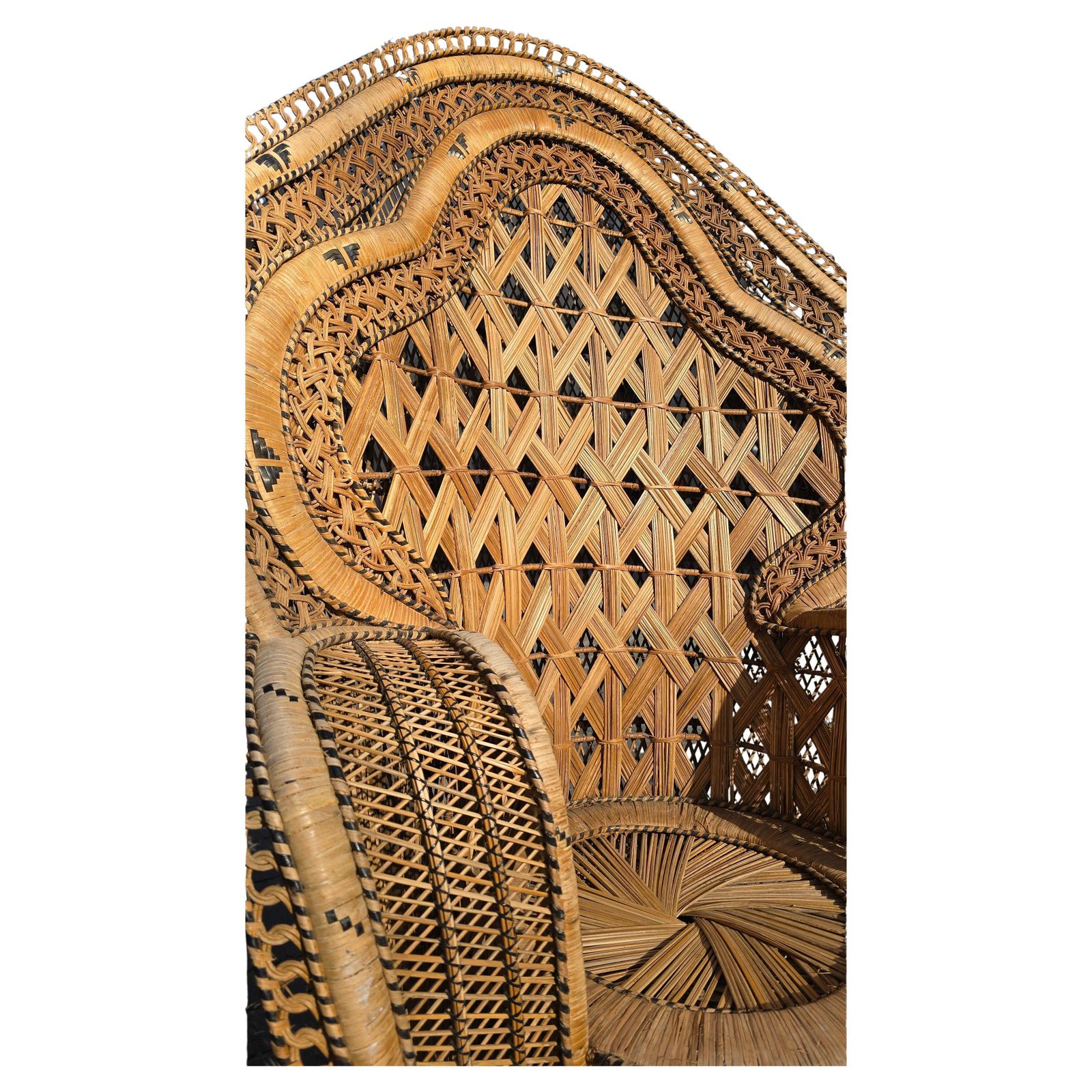 photo furniture Large Handwoven Rattan Peacock Chair, Southeast Asia, 1960s–1970s