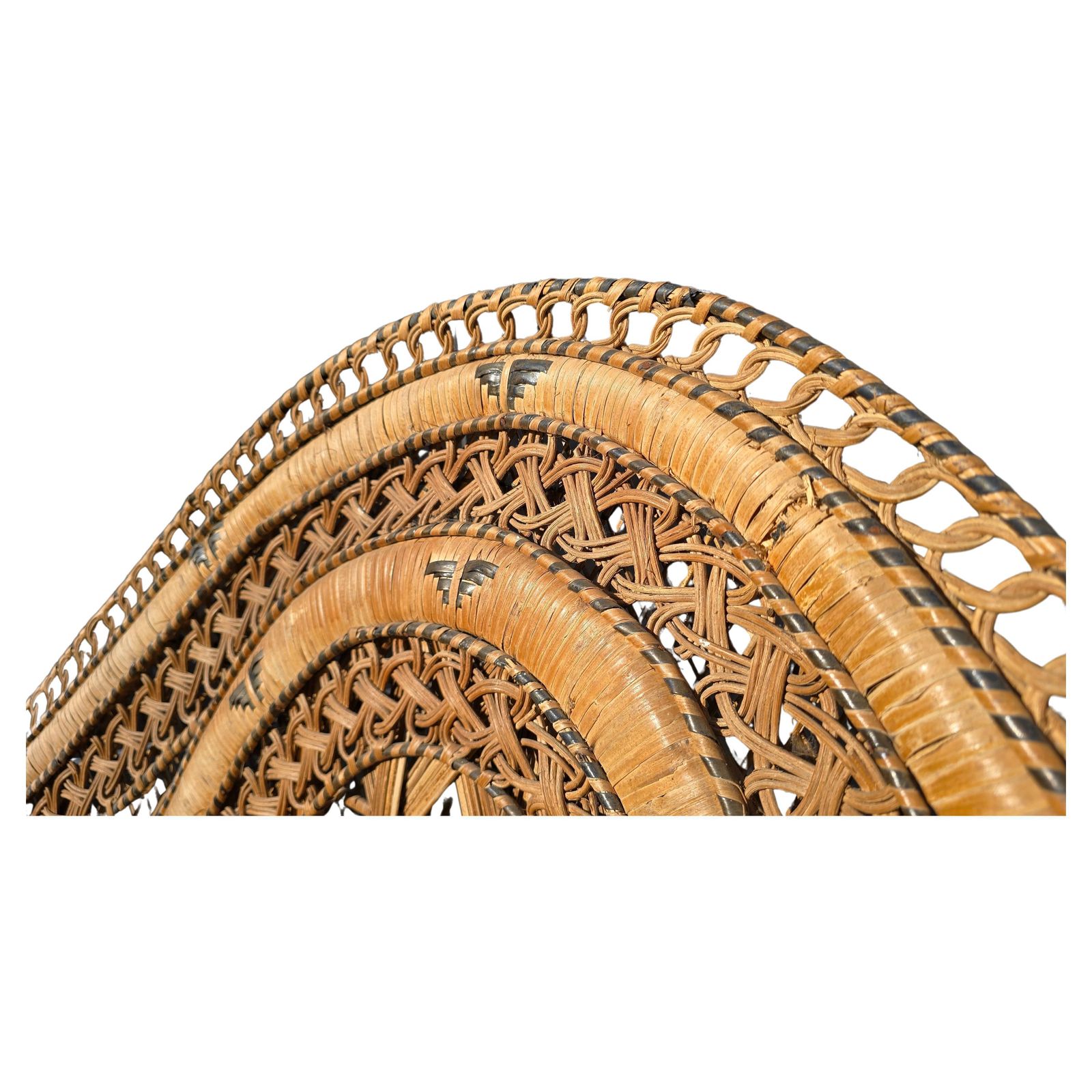 photo for sale Large Handwoven Rattan Peacock Chair, Southeast Asia, 1960s–1970s