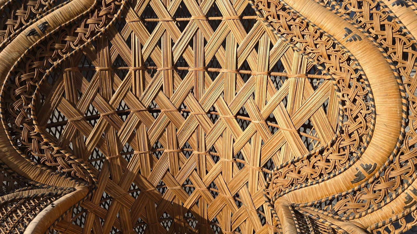 Furniture Large Handwoven Rattan Peacock Chair, Southeast Asia, 1960s–1970s photo